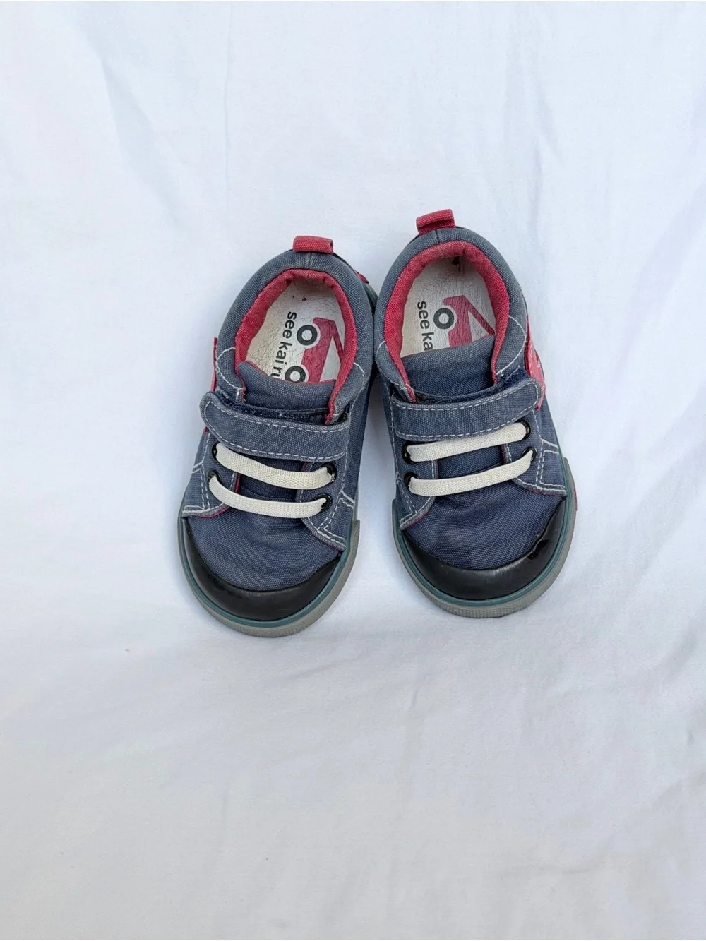 See Kai Run Navy Sneakers with Red Accent and Cream Straps